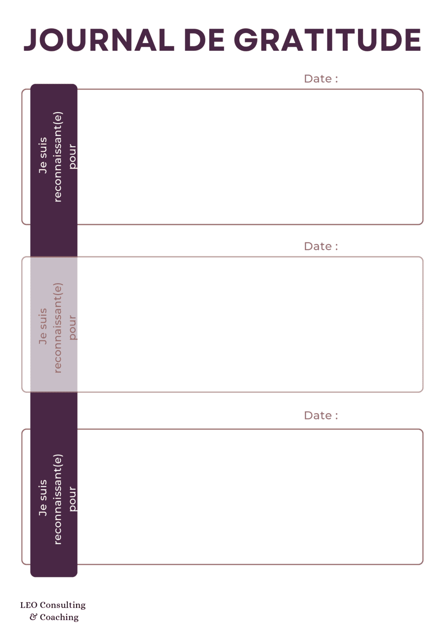 Outils de coaching et ressources: Mon journal de gratitude